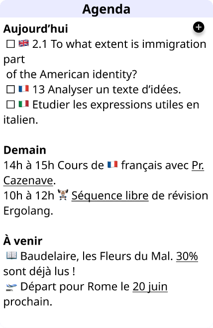 Tableau de bord : Suggestions