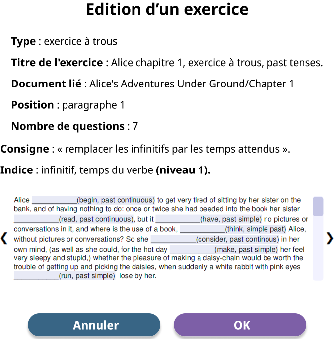 Création d'un contenu : génération d'un exercice